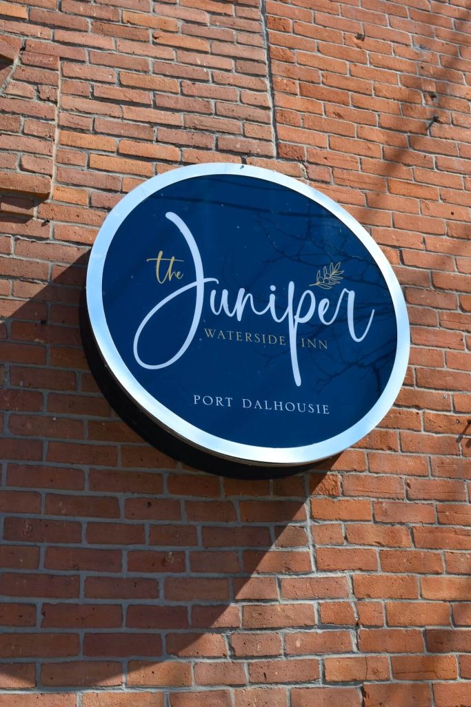 Close up of the Juniper Inn sign, Port Dalhousie