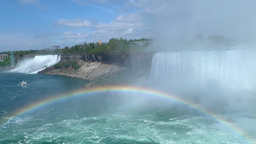 Rainbow in front of the American and Canadian Falls