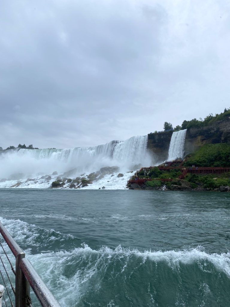 View of the American Falls from the Niagara City Cruises boat 