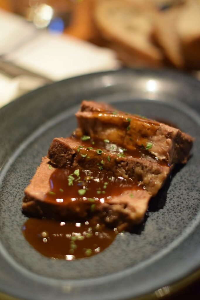 Pieces of short rib on a plate at Ravine Winery Restaurant in Niagara-on-the-Lake